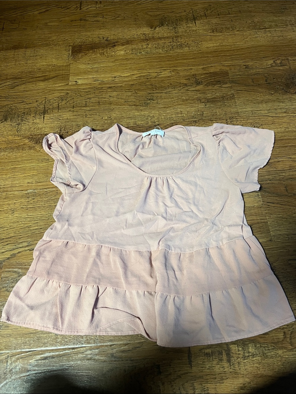Pink Rose Soft Blush Ruffle Hem Top